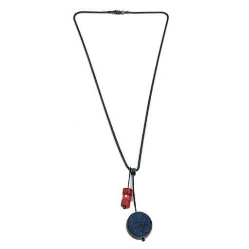 Jewelry Ashka Dymel Necklace: Lapis Disc 3 Jewelry Ashka Dymel Necklace: Lapis Disc