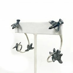 Chee-Me-No Earrings: Spiral Bird Hoop Jewelry