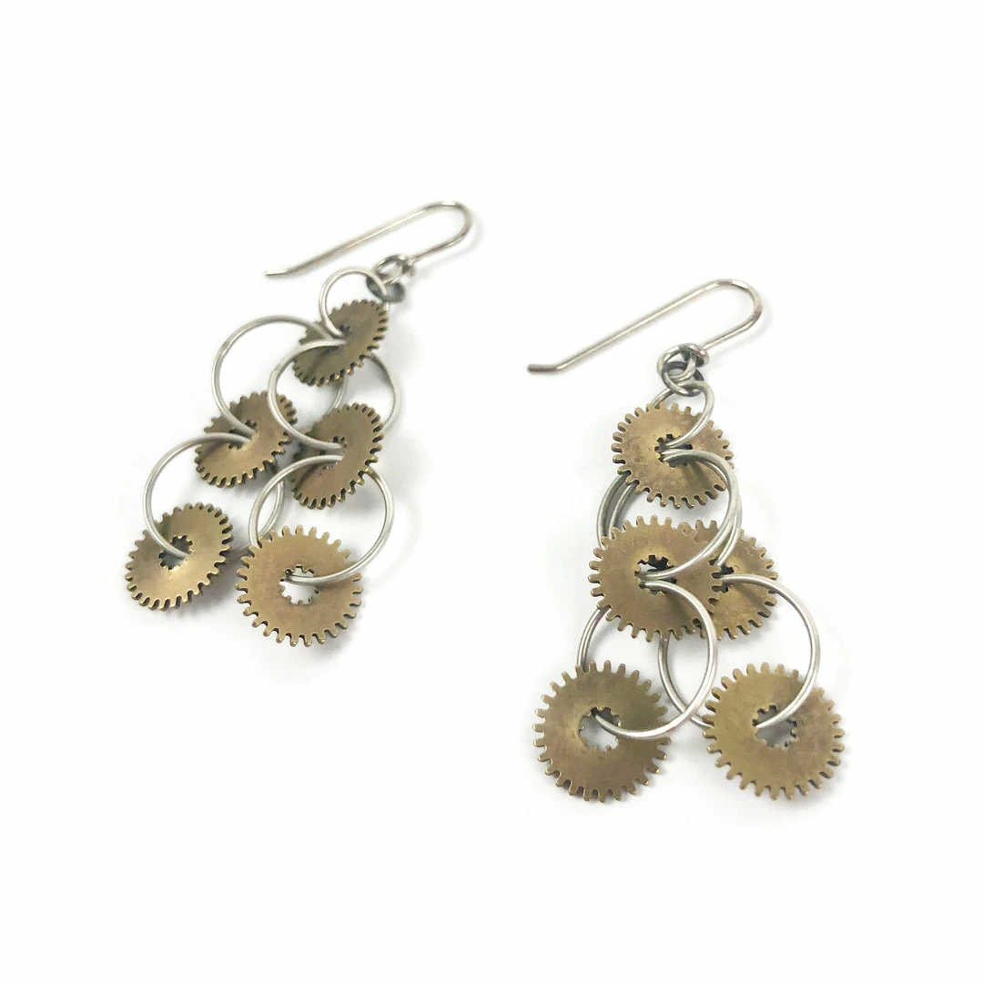 Jewelry Connie Verrusio Earrings: Gear Triangle Dangles 4 Jewelry Connie Verrusio Earrings: Gear Triangle Dangles
