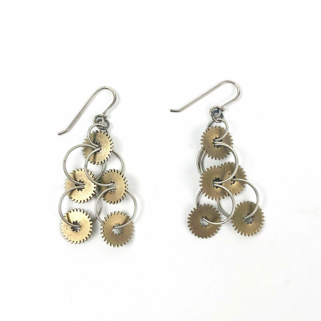 Jewelry Connie Verrusio Earrings: Gear Triangle Dangles 3 Jewelry Connie Verrusio Earrings: Gear Triangle Dangles