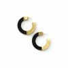 Jewelry Fair Anita Earrings: Retro Horn & Brass Blocked Hoops