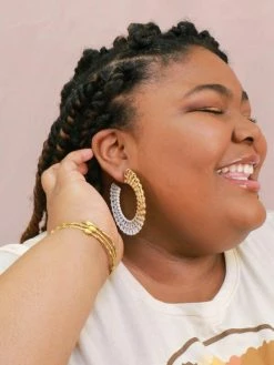 Fair Anita Earrings: Woven Metallic Hoops