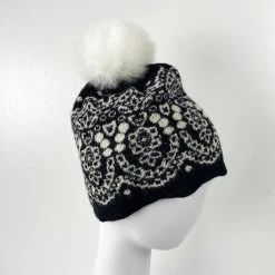 French Knot Plush Lace Hat: Black