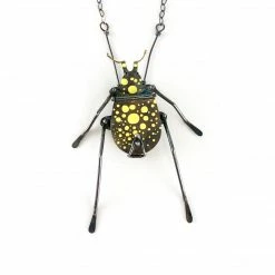 Gabrielle Gould Necklace: Dappled Lemon Beetle W/Worm Jewelry