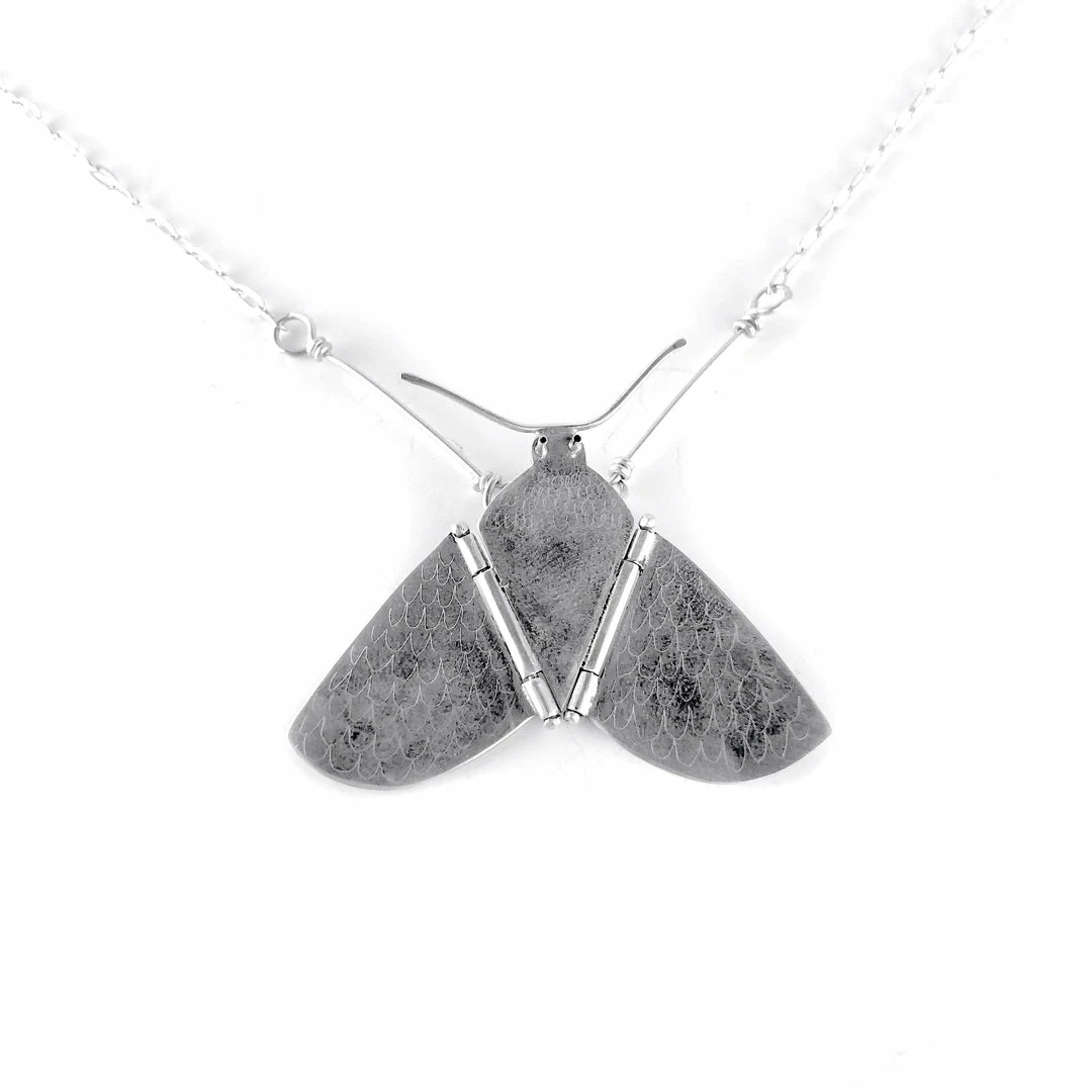 Jewelry Gabrielle Gould Necklace: Silver Winged Moth 4 Jewelry Gabrielle Gould Necklace: Silver Winged Moth