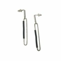 Inteplei Earrings: Black & White Long Oval Jewelry