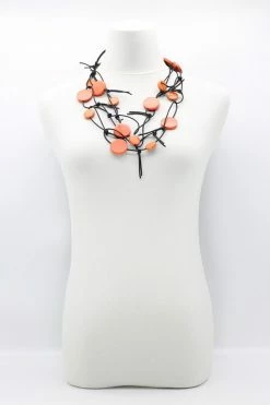 Jianhui London Necklace: Coins On Leatherette Chain