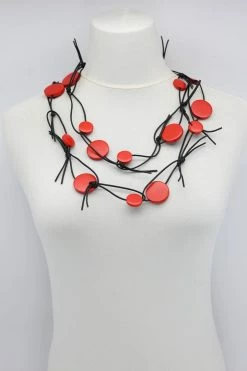 Jianhui London Necklace: Coins On Leatherette Chain