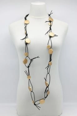 Jianhui London Necklace: Coins On Leatherette Chain