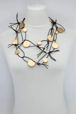 Jianhui London Necklace: Coins On Leatherette Chain