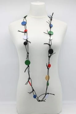 Jianhui London Necklace: Coins On Leatherette Chain