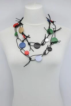 Jianhui London Necklace: Coins On Leatherette Chain