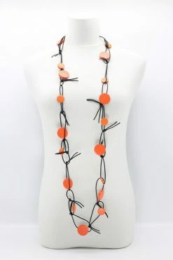 Jianhui London Necklace: Coins On Leatherette Chain