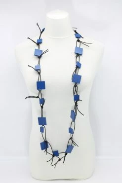 Jewelry Jianhui London Necklace: Squares On Leatherette Chain