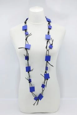 Jewelry Jianhui London Necklace: Squares On Leatherette Chain