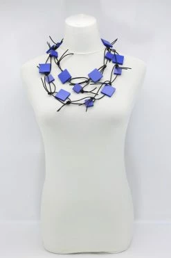 Jewelry Jianhui London Necklace: Squares On Leatherette Chain