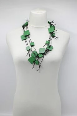 Jewelry Jianhui London Necklace: Squares On Leatherette Chain