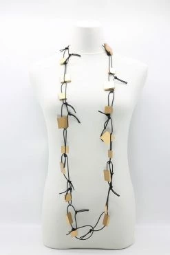 Jewelry Jianhui London Necklace: Squares On Leatherette Chain