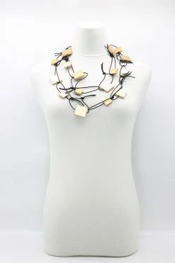 Jewelry Jianhui London Necklace: Squares On Leatherette Chain