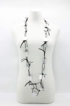 Jewelry Jianhui London Necklace: Squares On Leatherette Chain