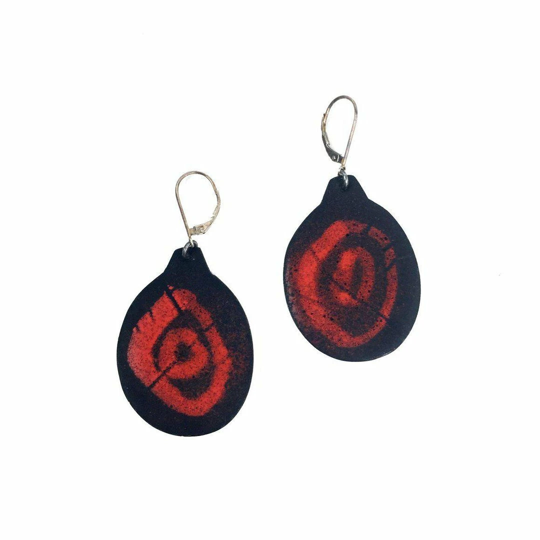 Jewelry Julie Shaw Circle Earrings: Black/Red 3 Jewelry Julie Shaw Circle Earrings: Black/Red