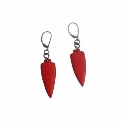 Julie Shaw Small Shield Earrings: Red