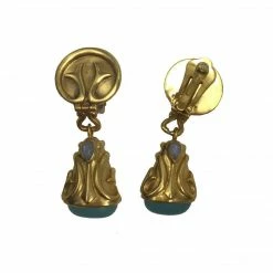 Jewelry Julie Vos Earrings: Lafayette Clip-On, Chalcedony & Moonstone