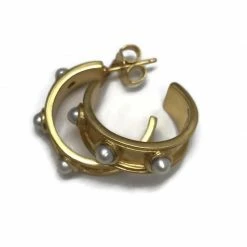 Jewelry Julie Vos Earrings: Santorini Hoop, Pearl