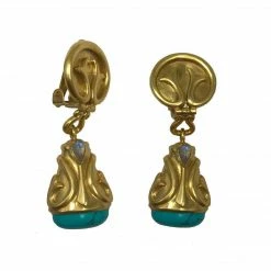 Jewelry Julie Voss Earrings: Lafayette Clip-On, Turquoise & Moonstone