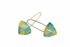 Jewelry Keith Lewis Earrings: Metal Leaf Pyramid Dangles