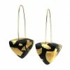 Jewelry Keith Lewis Earrings: Metal Leaf Pyramid Dangles