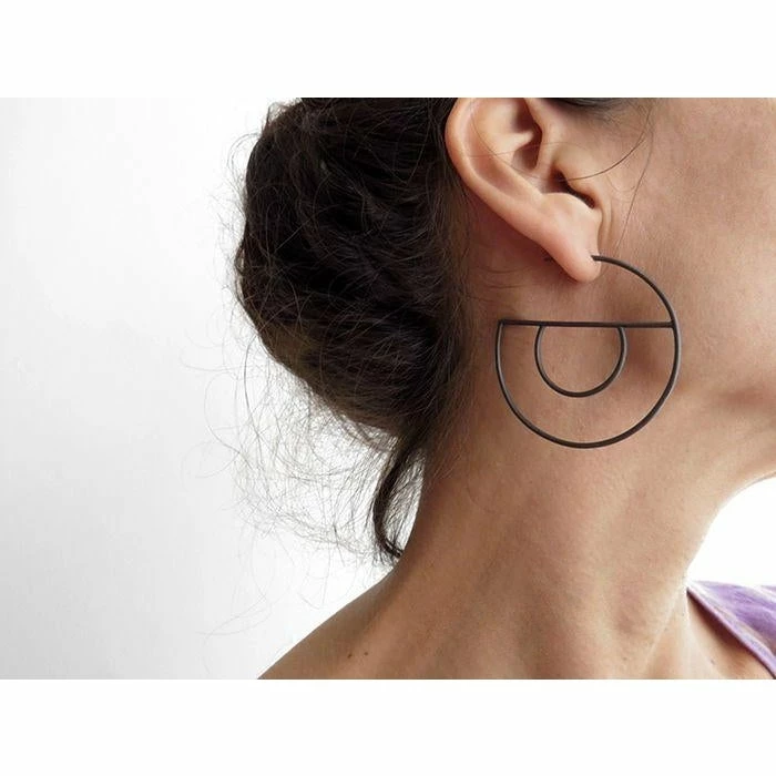 KimyaJoyas Earrings: Large Geometric Oxidized Silver Hoops Jewelry 4 KimyaJoyas Earrings: Large Geometric Oxidized Silver Hoops Jewelry