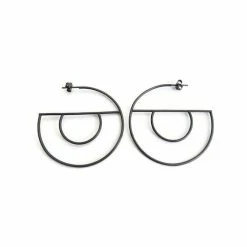 KimyaJoyas Earrings: Large Geometric Oxidized Silver Hoops Jewelry 9 KimyaJoyas Earrings: Large Geometric Oxidized Silver Hoops Jewelry