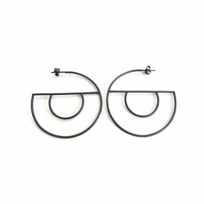 KimyaJoyas Earrings: Large Geometric Oxidized Silver Hoops Jewelry 5 KimyaJoyas Earrings: Large Geometric Oxidized Silver Hoops Jewelry