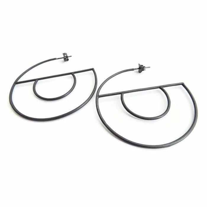 KimyaJoyas Earrings: Large Geometric Oxidized Silver Hoops Jewelry 6 KimyaJoyas Earrings: Large Geometric Oxidized Silver Hoops Jewelry