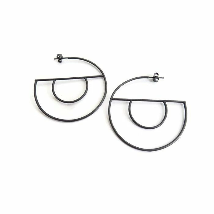 KimyaJoyas Earrings: Large Geometric Oxidized Silver Hoops Jewelry 3 KimyaJoyas Earrings: Large Geometric Oxidized Silver Hoops Jewelry