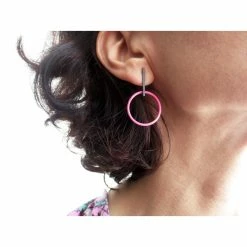 Jewelry KimyaJoyas Earrings: Pink Enamel Circle