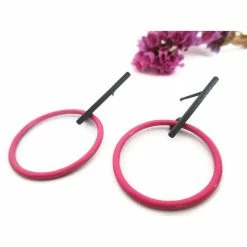 Jewelry KimyaJoyas Earrings: Pink Enamel Circle