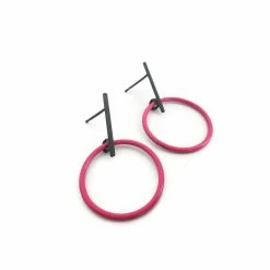 Jewelry KimyaJoyas Earrings: Pink Enamel Circle