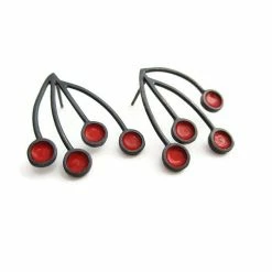 Jewelry KimyaJoyas Earrings: Red Enamel Sprouts