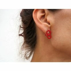 KimyaJoyas Earrings: Red Enamel Studs