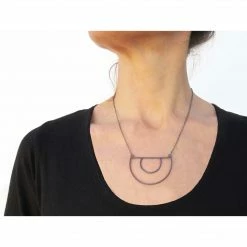 Jewelry KimyaJoyas Necklace: Geometric Oxidized Silver