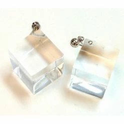 Laurent Guillot Cube Earrings: Clear