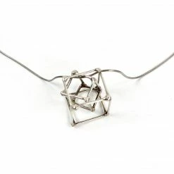 Ludviks Small 2 Silver Cube Pendant Jewelry