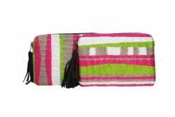 Mercado Global Josefina Pouch: Fuschia Horizontal Stripe