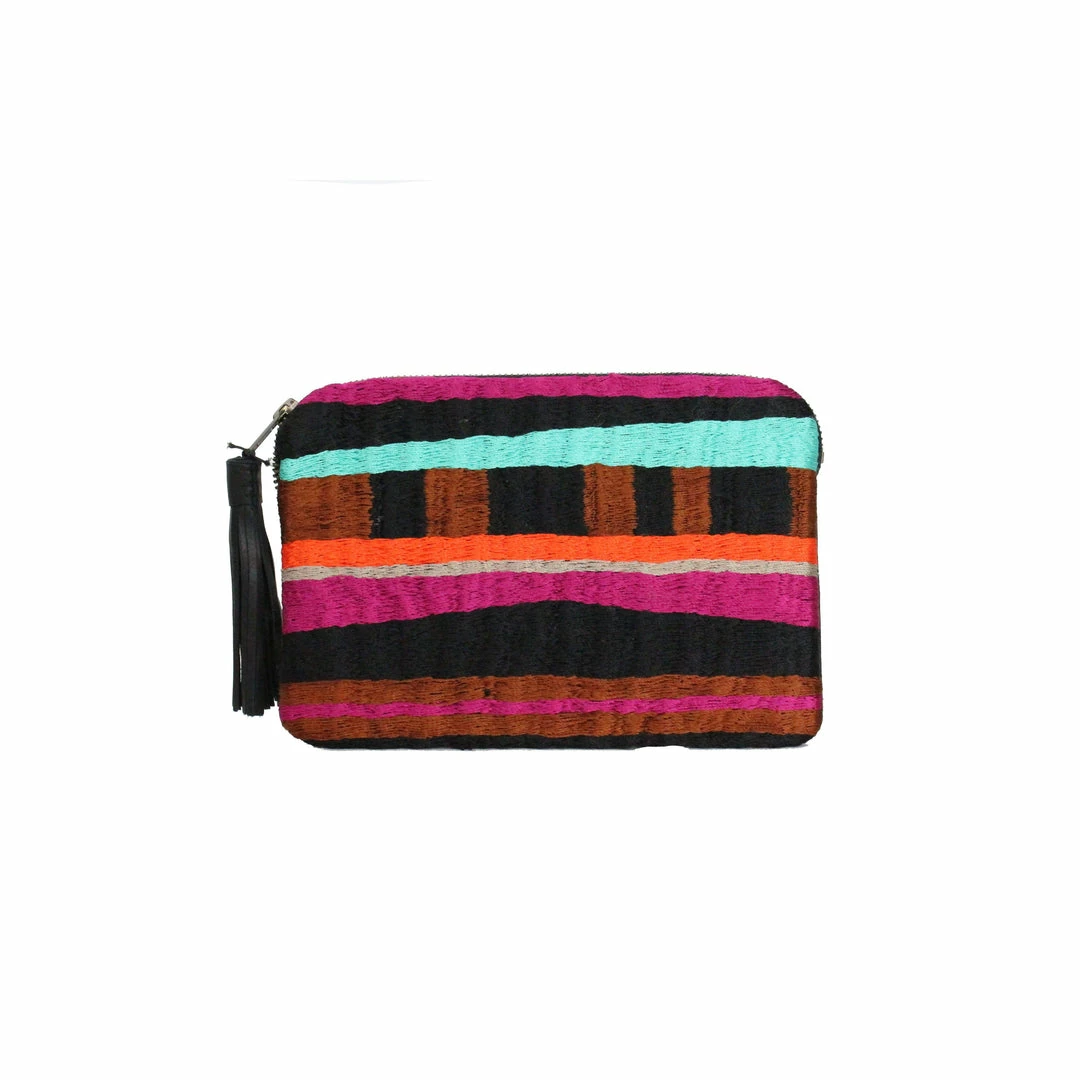 Bags Mercado Global Josefina Pouch: Orange Horizontal Stripe 3 Bags Mercado Global Josefina Pouch: Orange Horizontal Stripe
