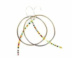 Jewelry Olivia De Soria Earrings: Brass Circular Beaded Line