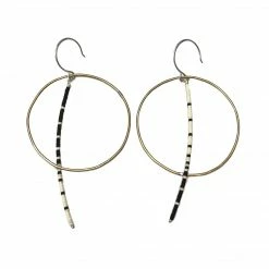 Jewelry Olivia De Soria Earrings: Brass Circular Beaded Line