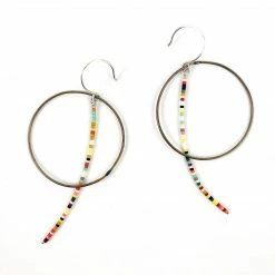 Jewelry Olivia De Soria Earrings: Brass Circular Beaded Line