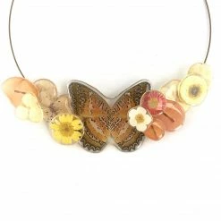 Petal Connection Necklace: Botanical & Butterfly Sculpture Jewelry